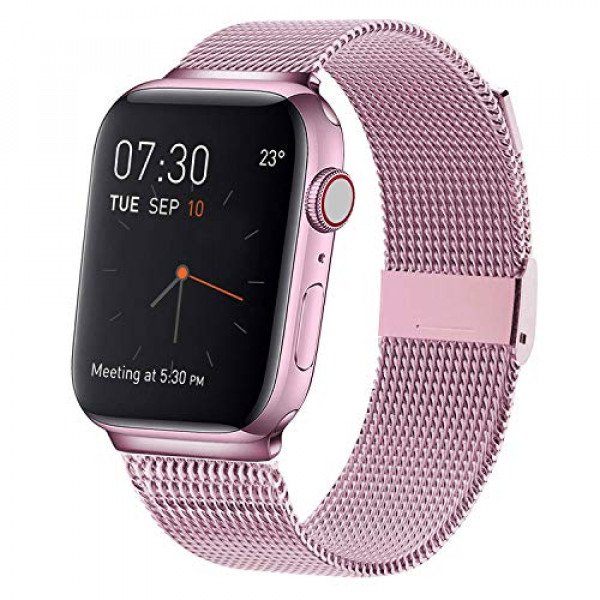 Wholesale Premium Color Stainless Steel Magnetic Milanese Loop Strap Wristband for Apple Watch Series Ultra/8/7/6/5/4/3/2/1/SE - 49MM/45MM/44MM/42MM (Rose Pink)